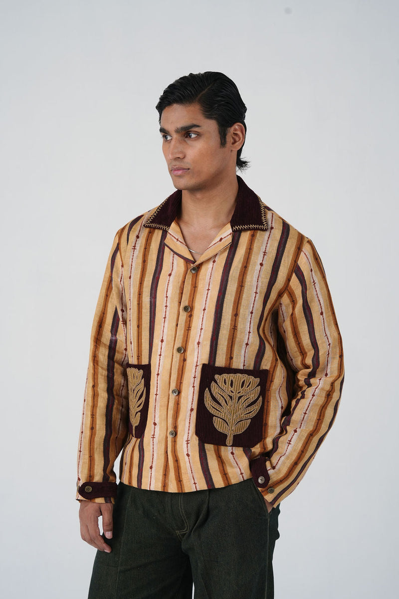 Archive Jacket-70'S Striper linen jacket by CORD MEN in multi-color for men in Singapore