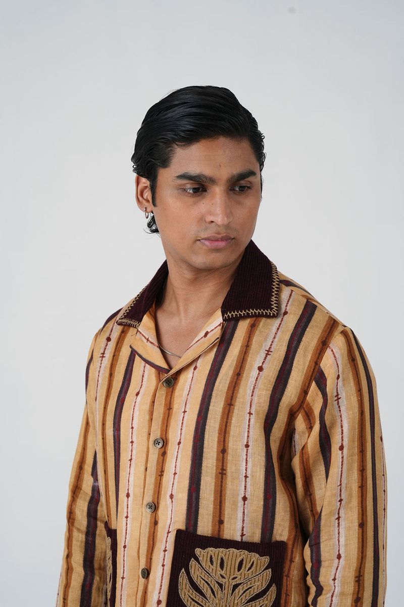 Archive Jacket-70'S Striper linen jacket by CORD MEN in multi-color for men in Singapore