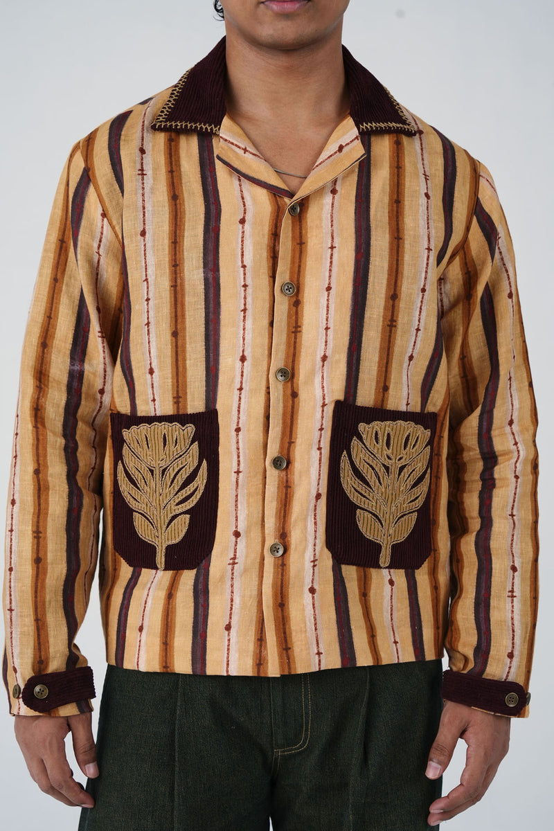 Archive Jacket-70'S Striper linen jacket by CORD MEN in multi-color for men in Singapore
