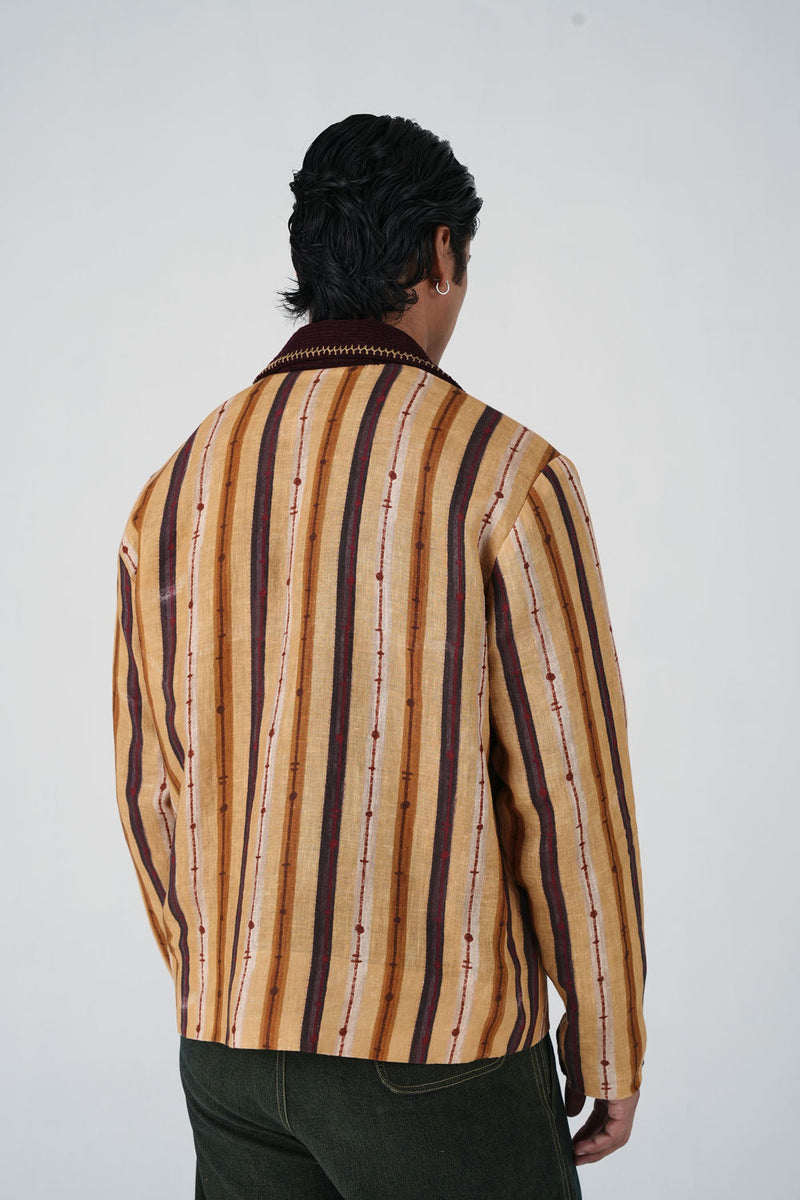 Archive Jacket-70'S Striper linen jacket by CORD MEN in multi-color for men in Singapore