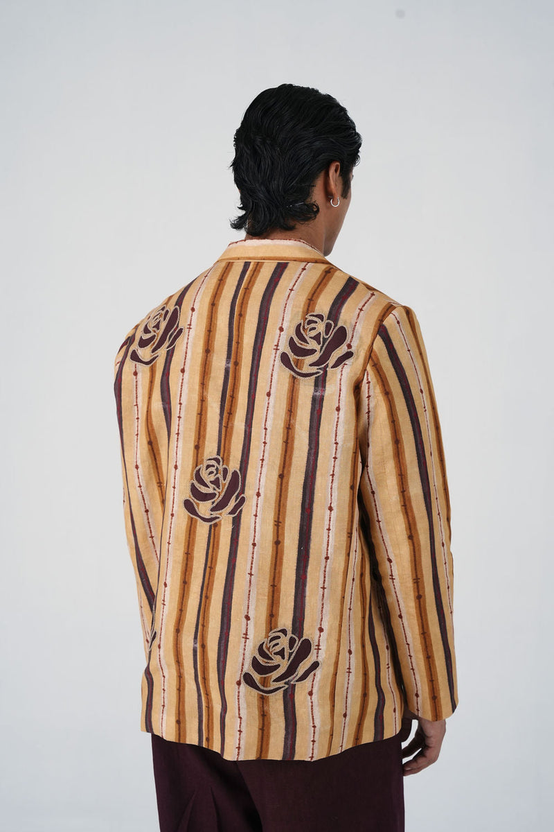 Odyssey Blazer-70'S Striper linen jacket by CORD MEN in multi-color for men in Singapore