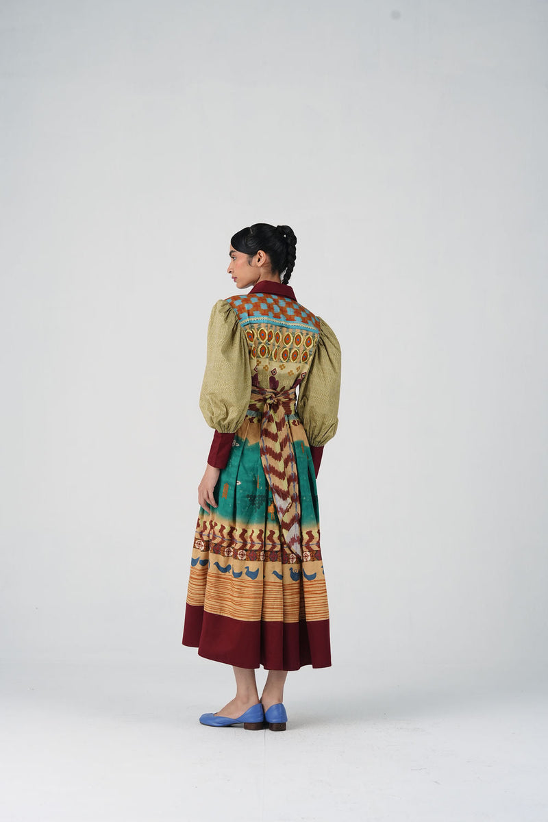 Aida Dress-Fresco satin dress by CORD in multi-color for women in Singapore