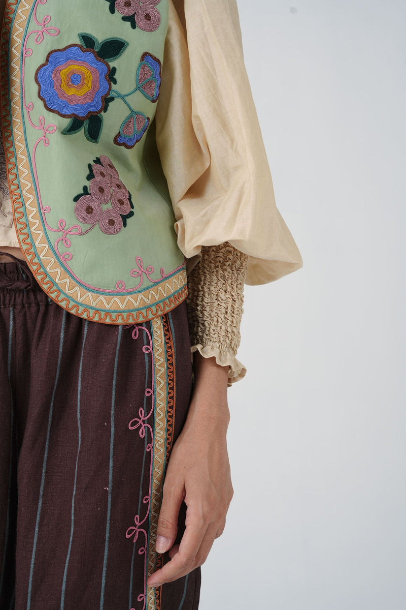 Ira Gillet-Blue Marigold cotton silk jacket/overlay by CORD in multi-color for women in Singapore