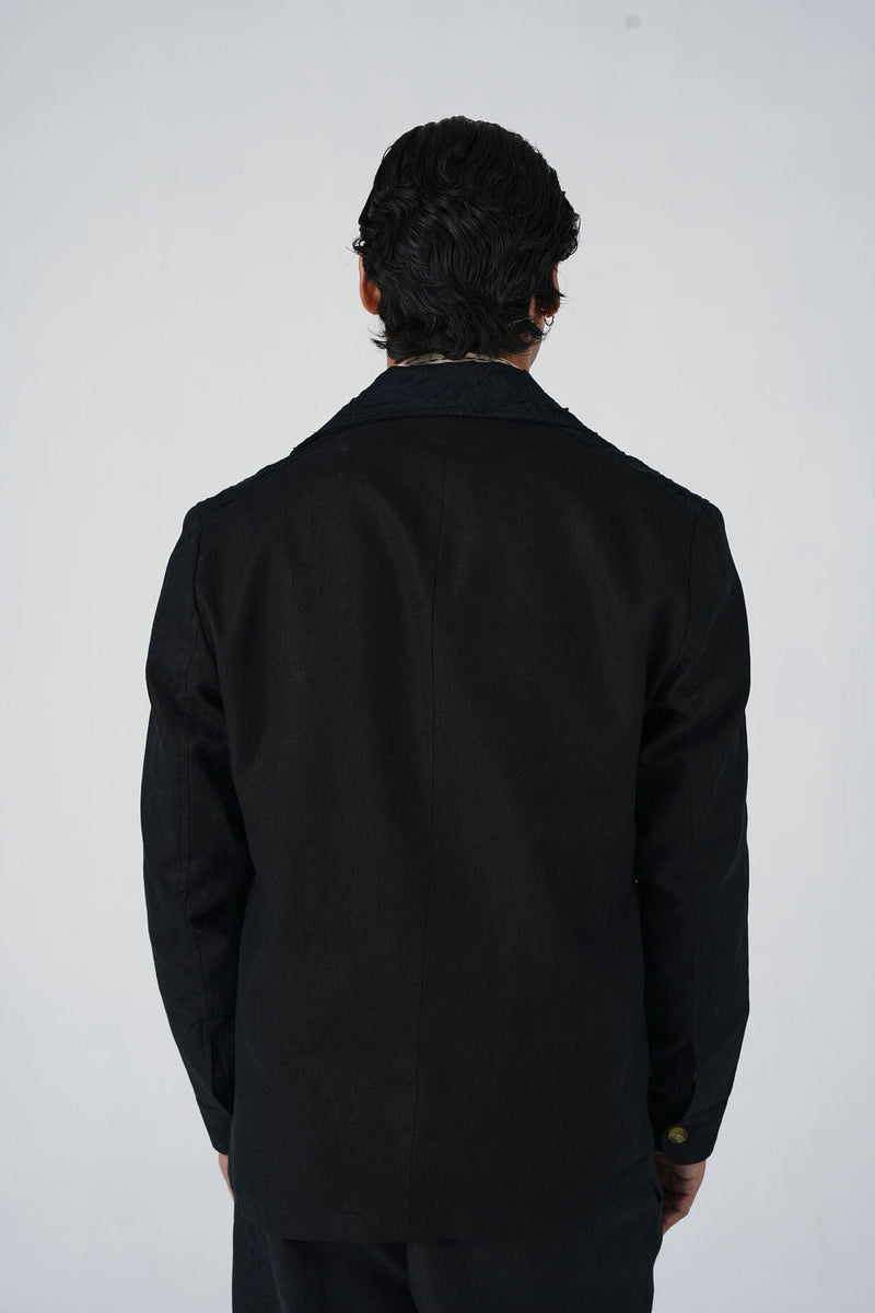 Harlem Blazer-Bouquet Applique linen jacket by CORD MEN in multi-color for men in Singapore