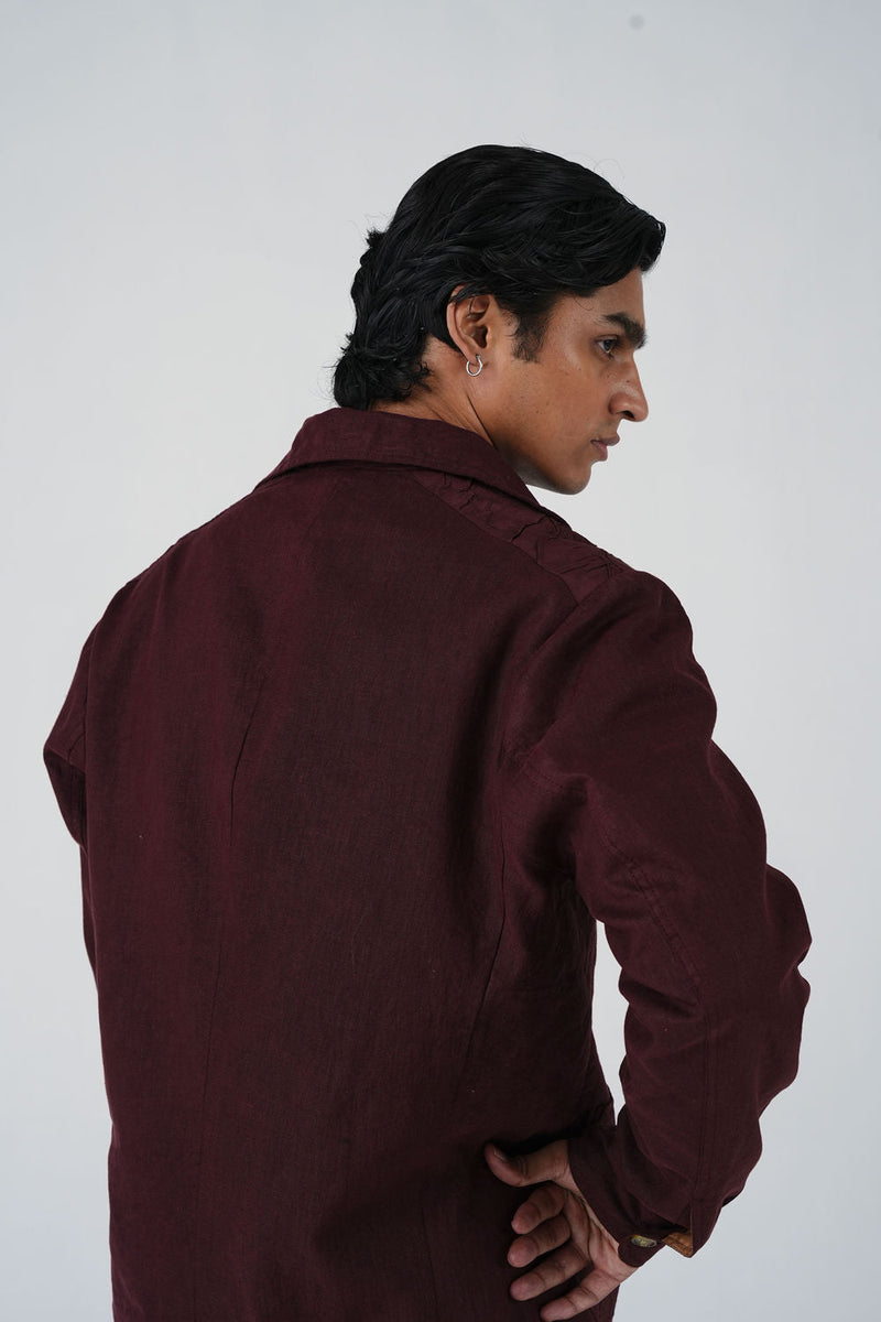 Harlem Blazer-Bouquet Maroon linen jacket by CORD MEN in multi-color for men in Singapore