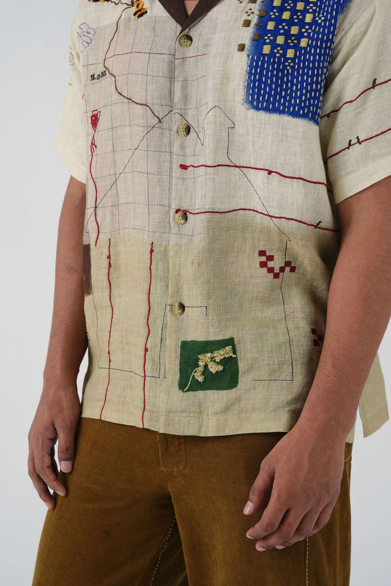Unisex Oversized Shirt-Mood Board linen shirt by CORD MEN in multi-color for men in Singapore