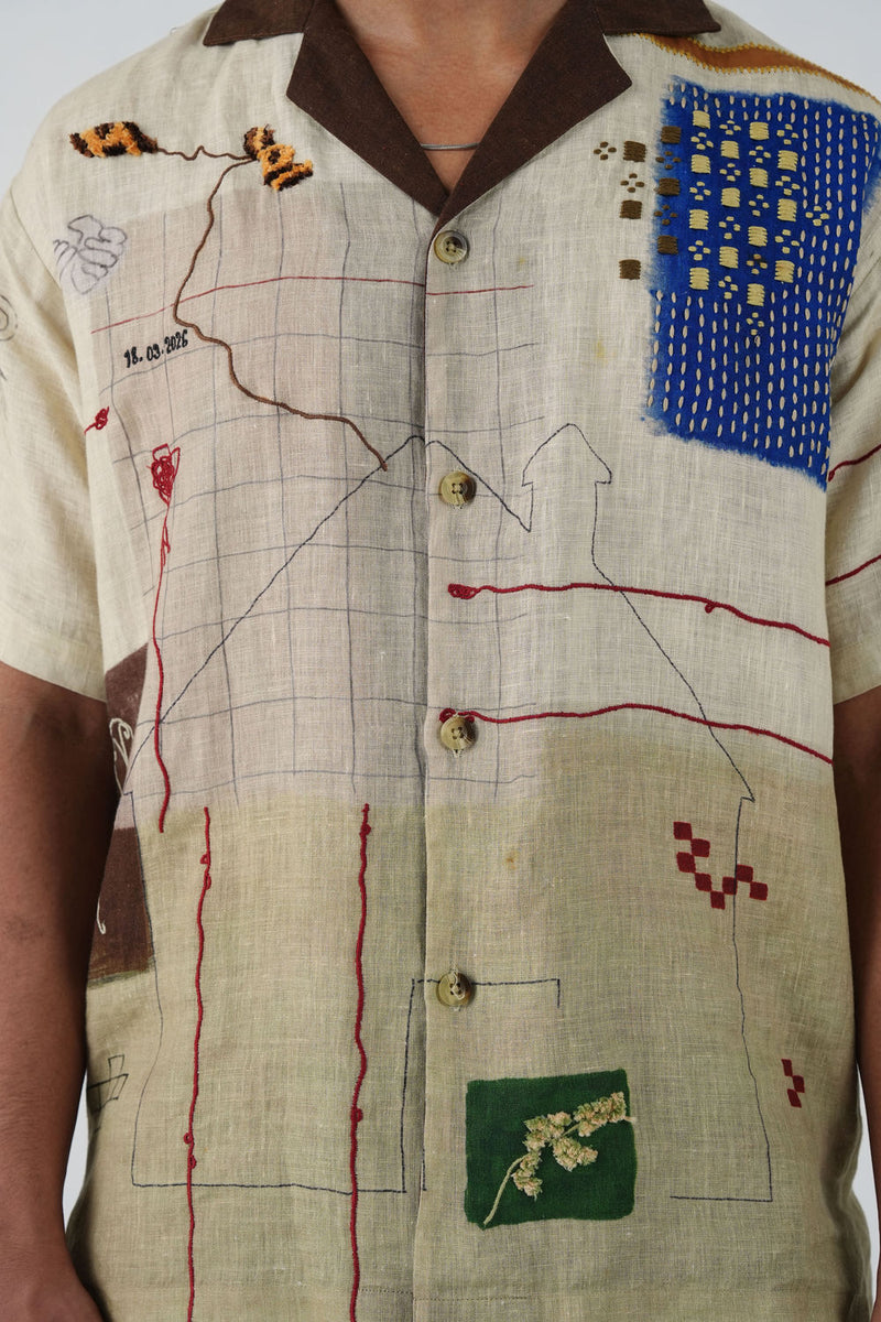 Unisex Oversized Shirt-Mood Board linen shirt by CORD MEN in multi-color for men in Singapore