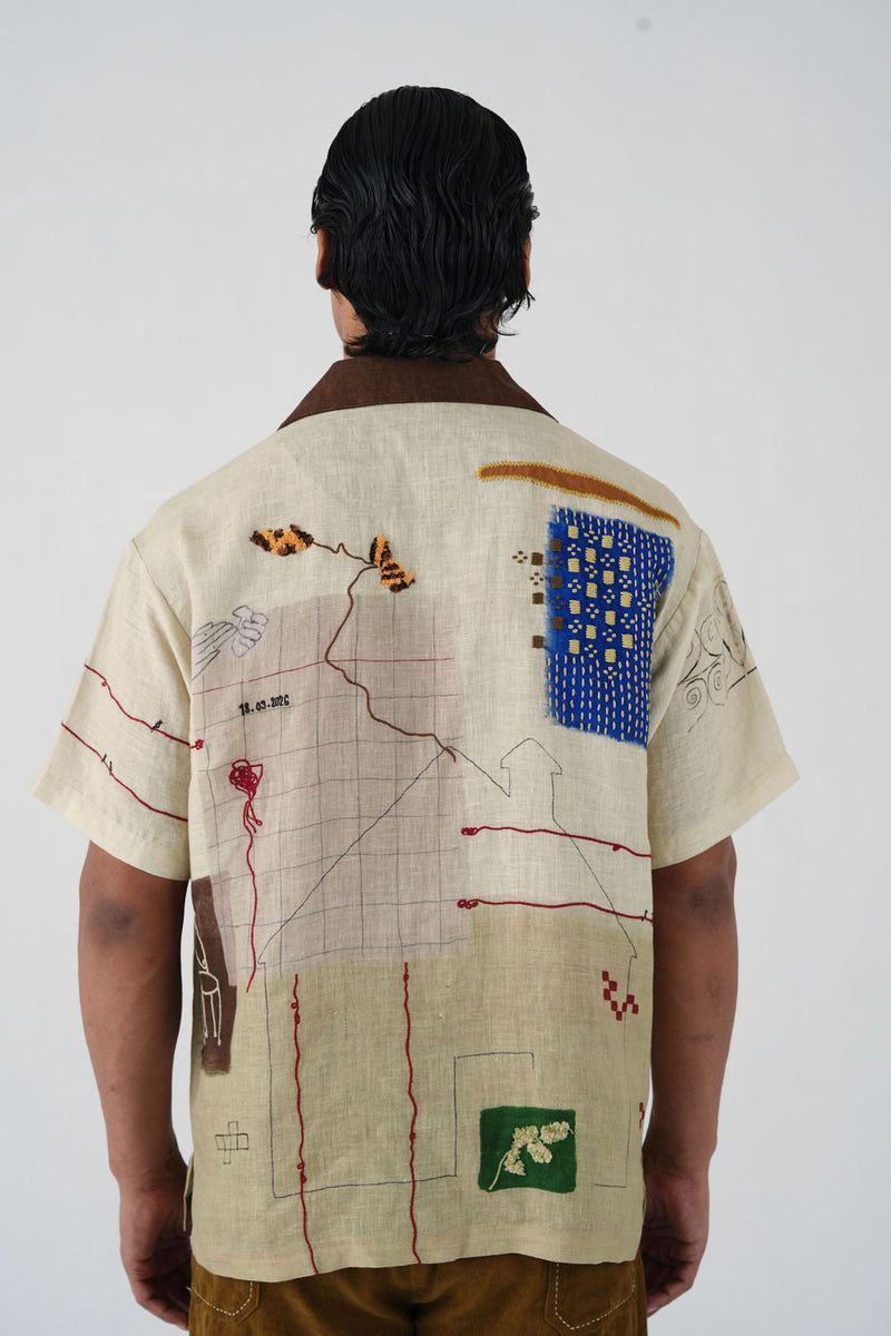 Unisex Oversized Shirt-Mood Board linen shirt by CORD MEN in multi-color for men in Singapore