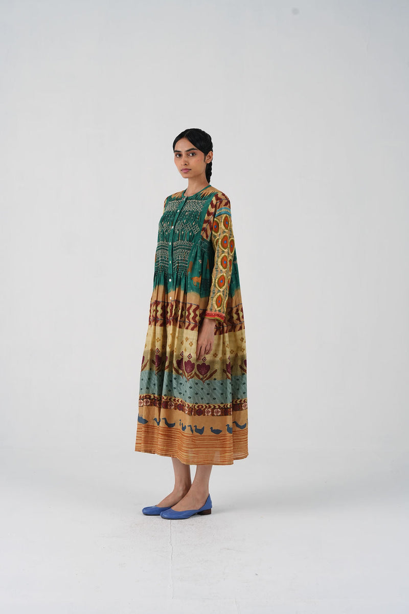 Frida Dress-Fresco cotton silk dress by CORD in multi-color for women in Singapore