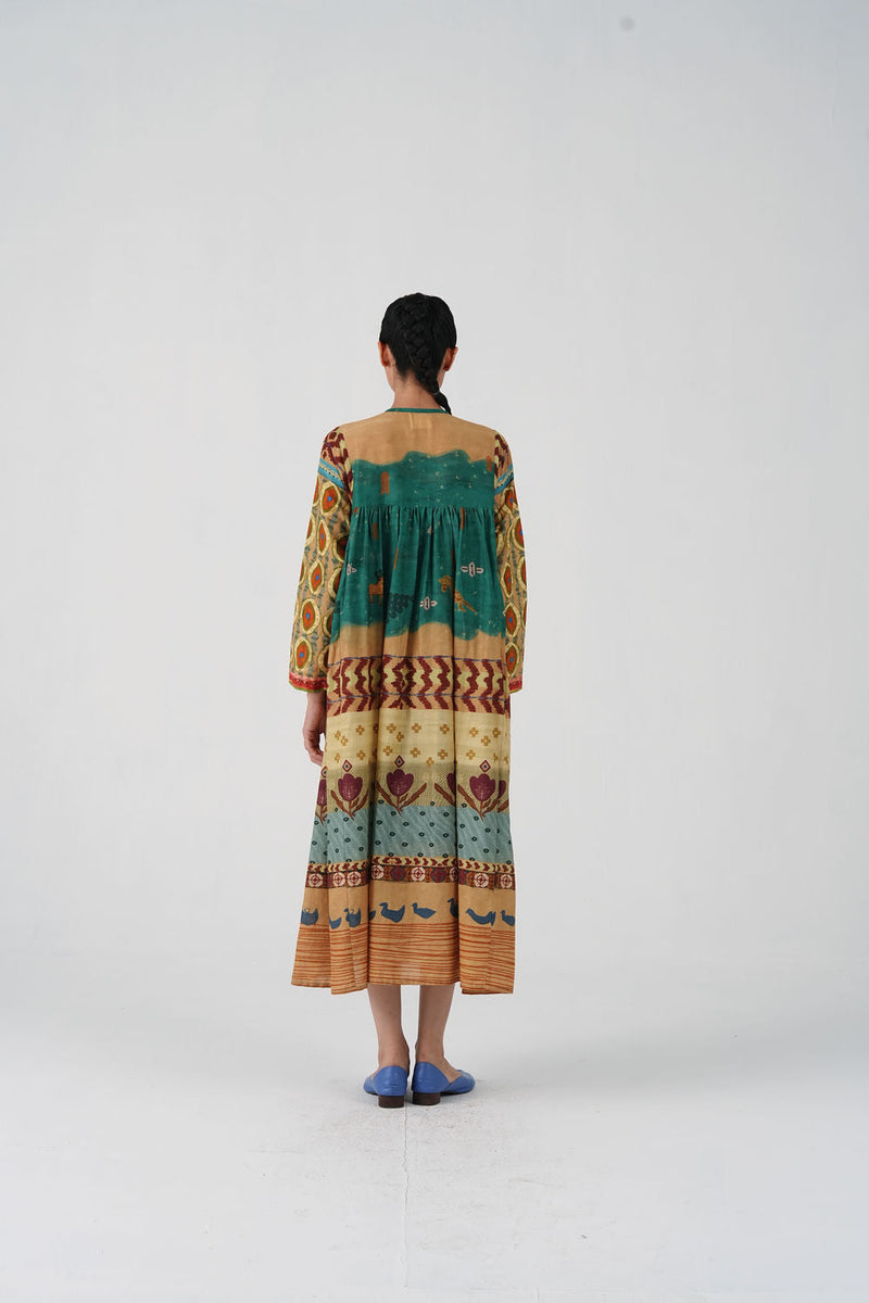 Frida Dress-Fresco cotton silk dress by CORD in multi-color for women in Singapore