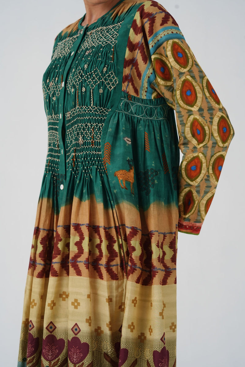 Frida Dress-Fresco cotton silk dress by CORD in multi-color for women in Singapore