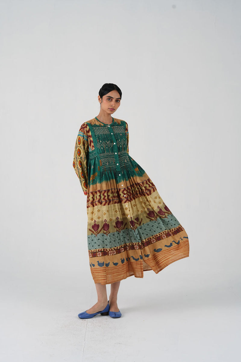 Frida Dress-Fresco cotton silk dress by CORD in multi-color for women in Singapore