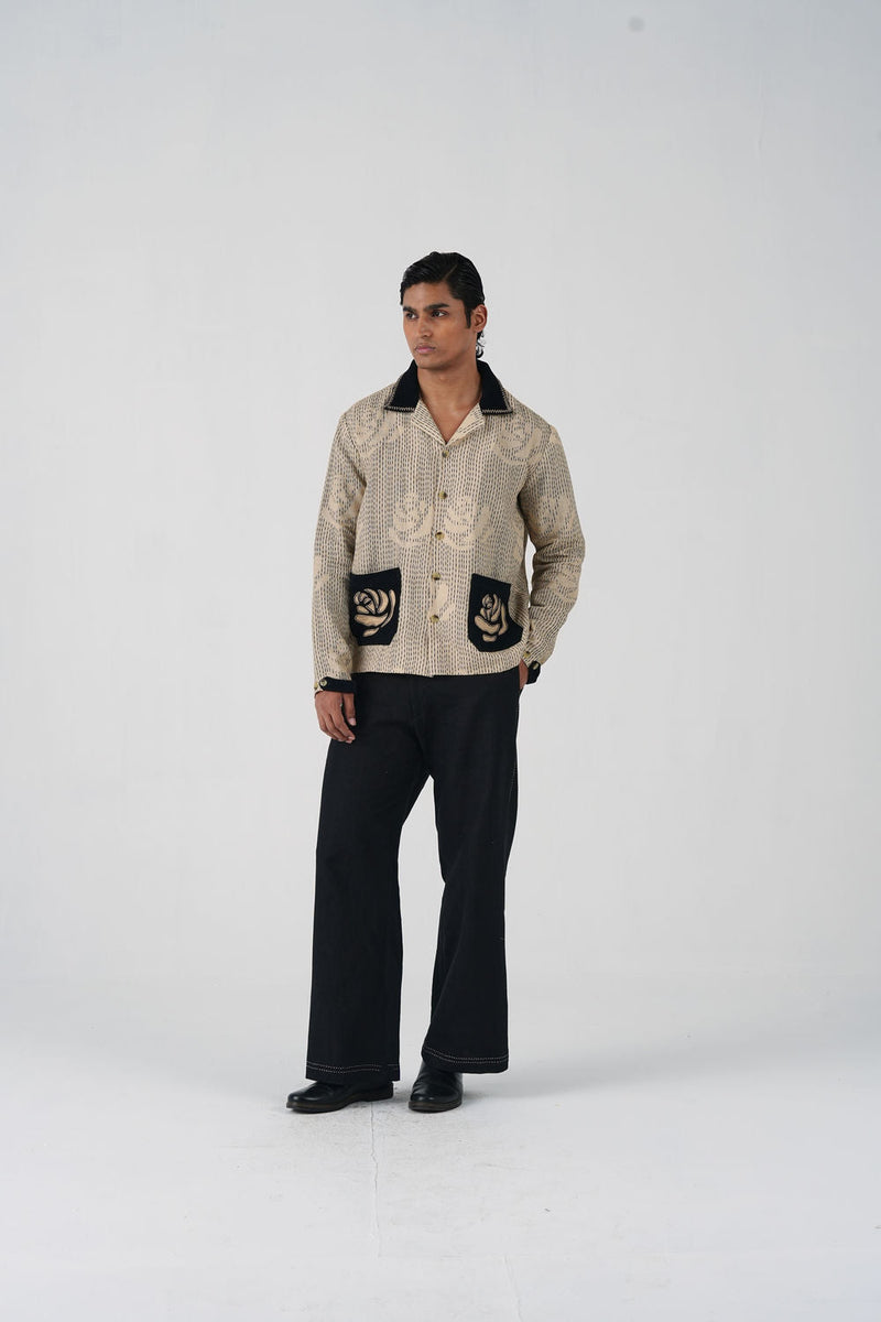 Archive Jacket-Striped Rose linen jacket by CORD MEN in multi-color for men in Singapore