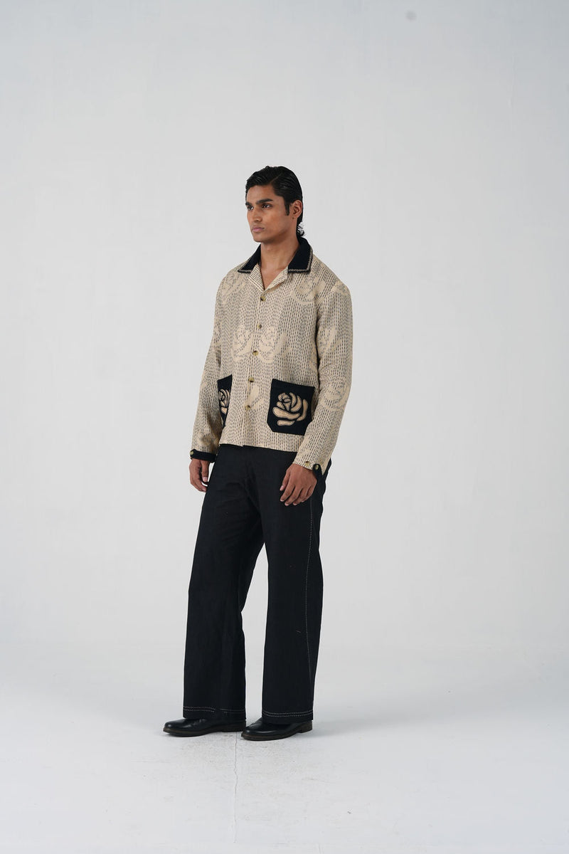 Archive Jacket-Striped Rose linen jacket by CORD MEN in multi-color for men in Singapore