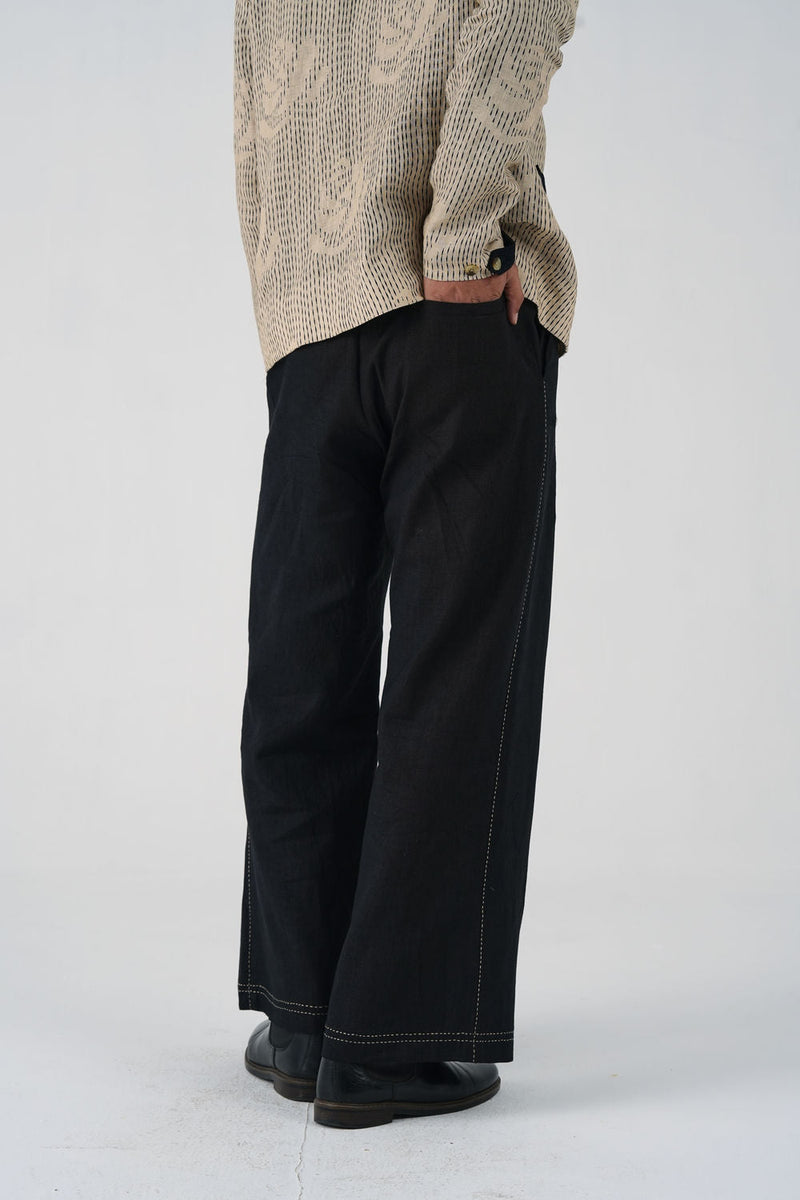 Tram Pants-Black linen pant/trouser by CORD MEN in multi-color for men in Singapore