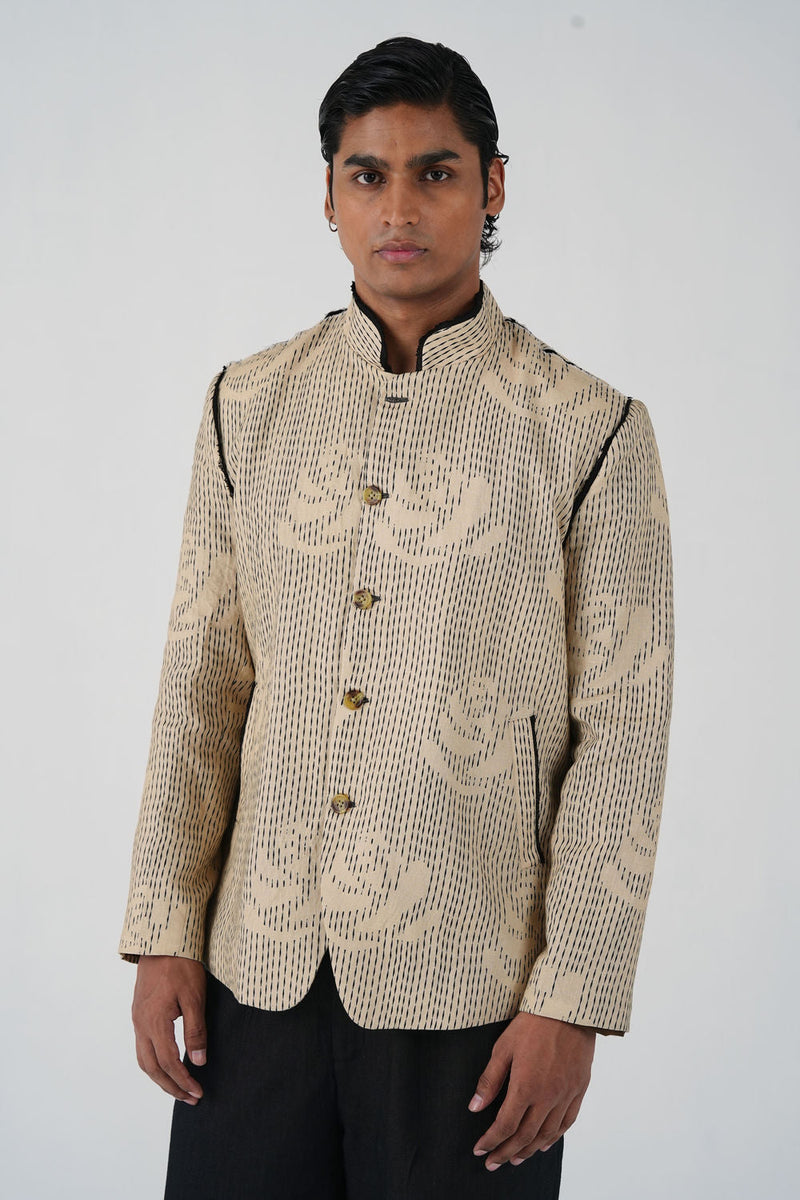 Marshel Blazer-Striped Rose linen jacket by CORD MEN in multi-color for men in Singapore
