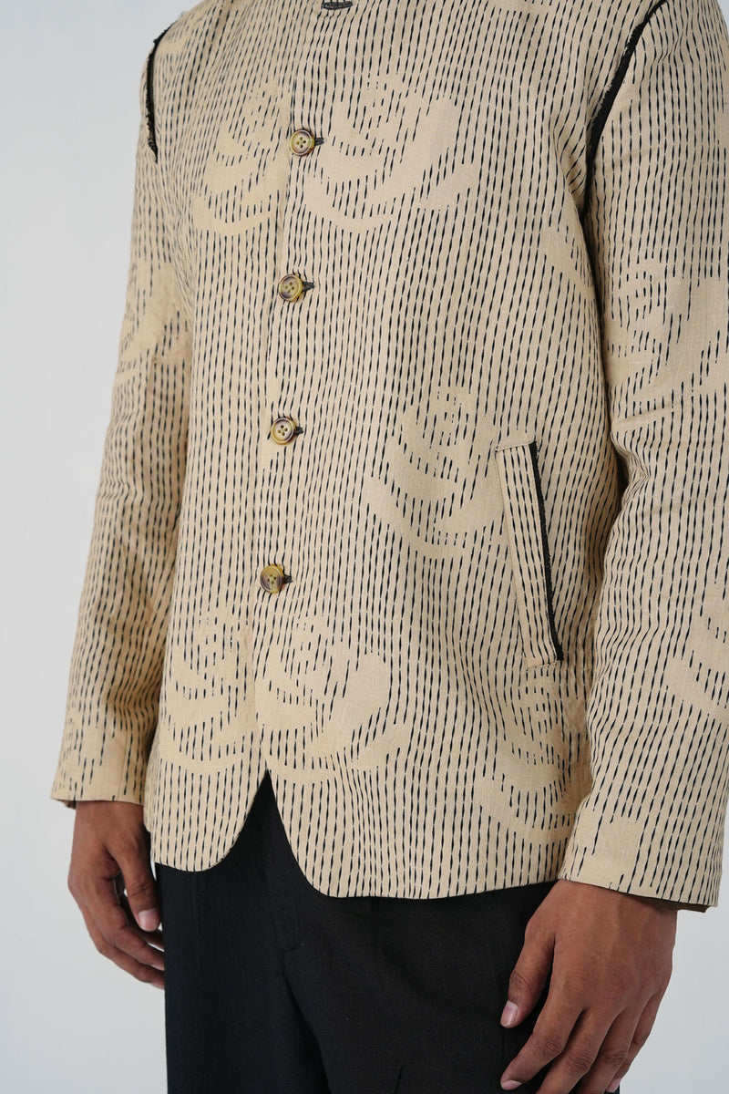 Marshel Blazer-Striped Rose linen jacket by CORD MEN in multi-color for men in Singapore