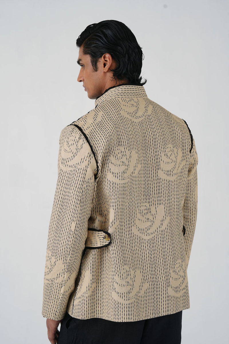 Marshel Blazer-Striped Rose linen jacket by CORD MEN in multi-color for men in Singapore