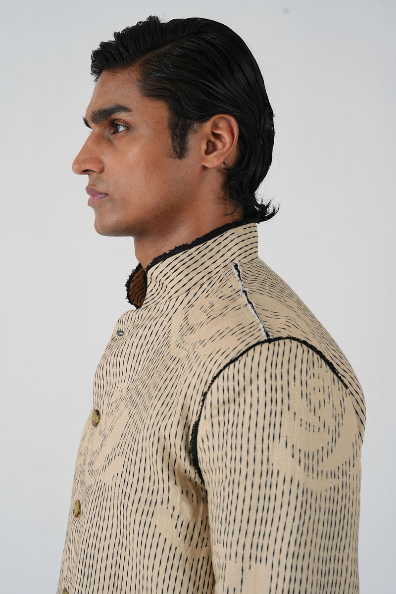 Marshel Blazer-Striped Rose linen jacket by CORD MEN in multi-color for men in Singapore