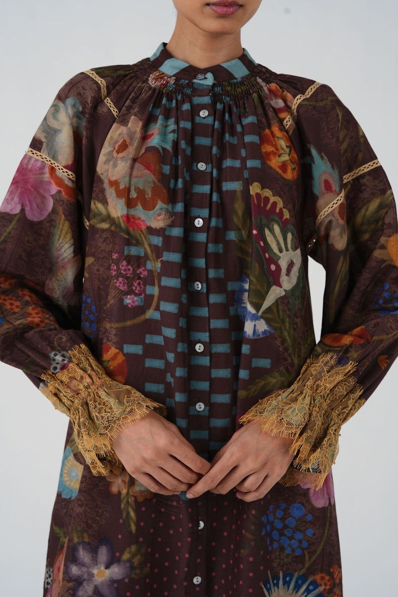 Chloe Dress-Floret cotton silk dress by CORD in multi-color for women in Singapore