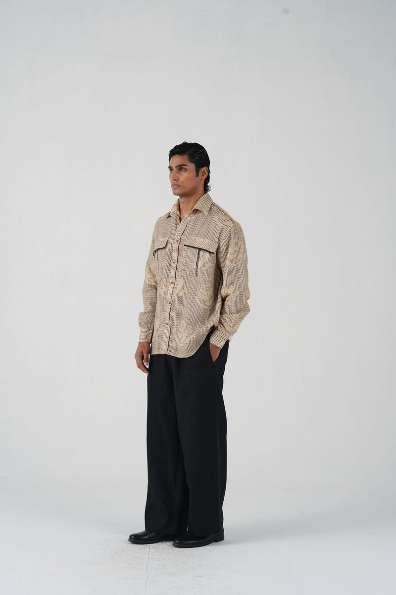 Hop Shirt-Striped Rose linen shirt by CORD MEN in multi-color for men in Singapore