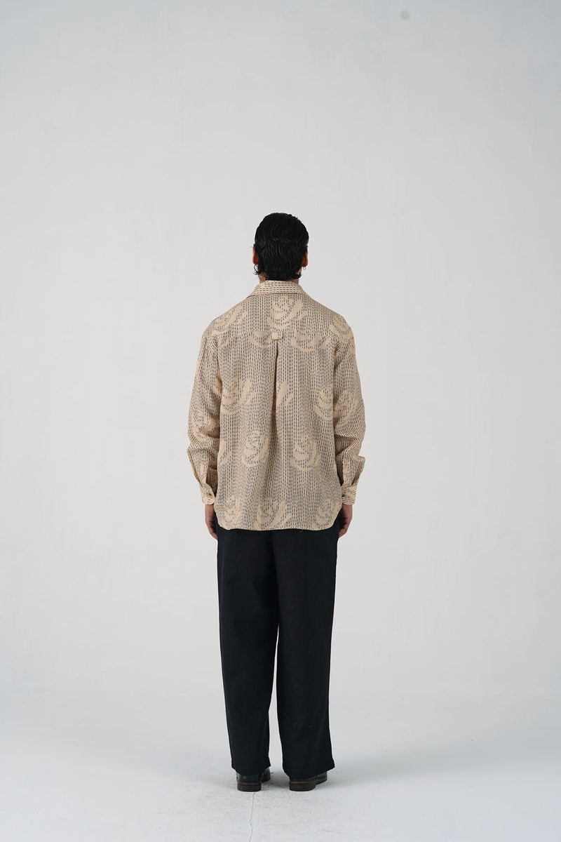 Hop Shirt-Striped Rose linen shirt by CORD MEN in multi-color for men in Singapore