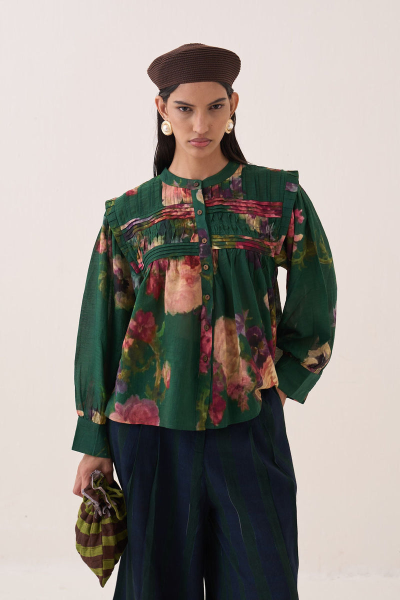Rosé Mystic Top Set cotton dobby co-ord set by O'Frida in green for women in Singapore