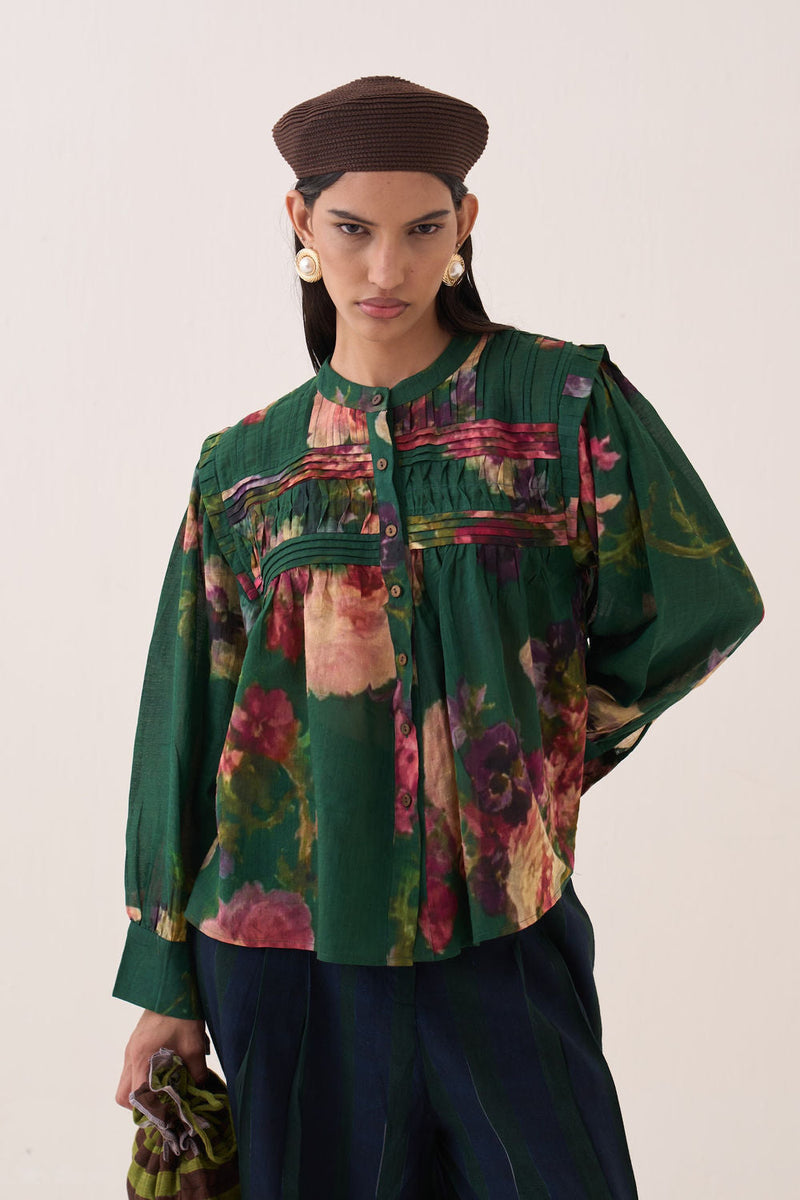 Rosé Mystic Top Set cotton dobby co-ord set by O'Frida in green for women in Singapore