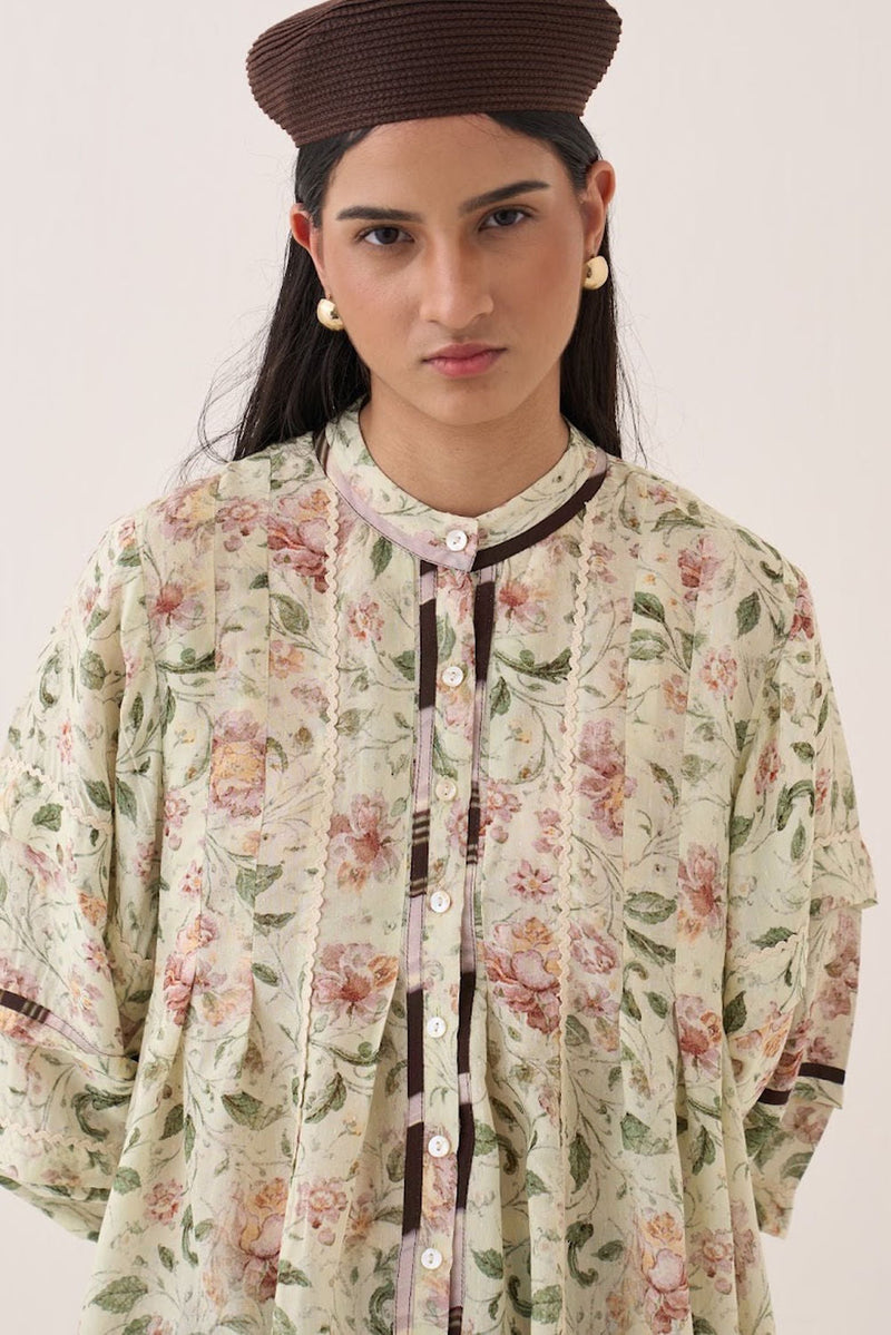 Gulzar Boheme Top Set bemberg muslin co-ord set by O'Frida in ivory for women in Singapore