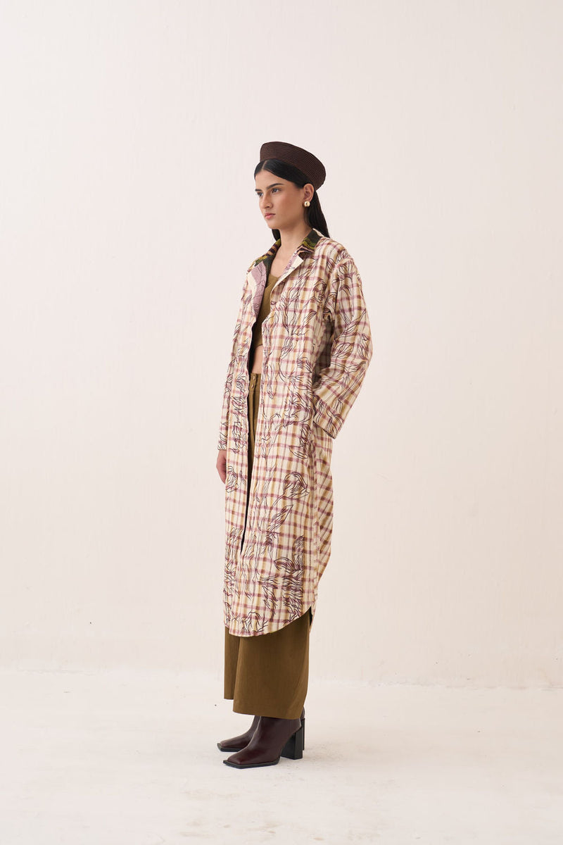 Hari Trench Jacket Set bemberg muslin co-ord set by O'Frida in multi-color for women in Singapore
