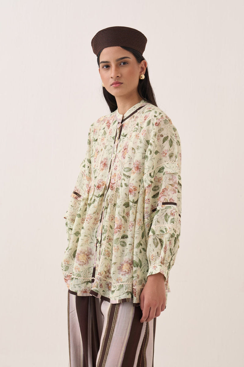 Gulzar Boheme Top bemberg muslin top/shirt by O'Frida in ivory for women in Singapore
