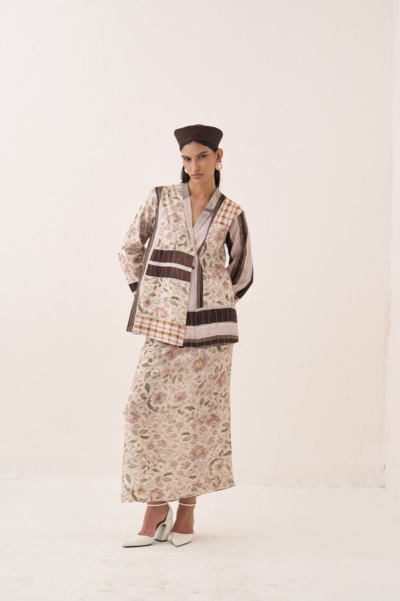 Gulzar Midi Skirt bemberg muslin pant/trouser by O'Frida in ivory for women in Singapore