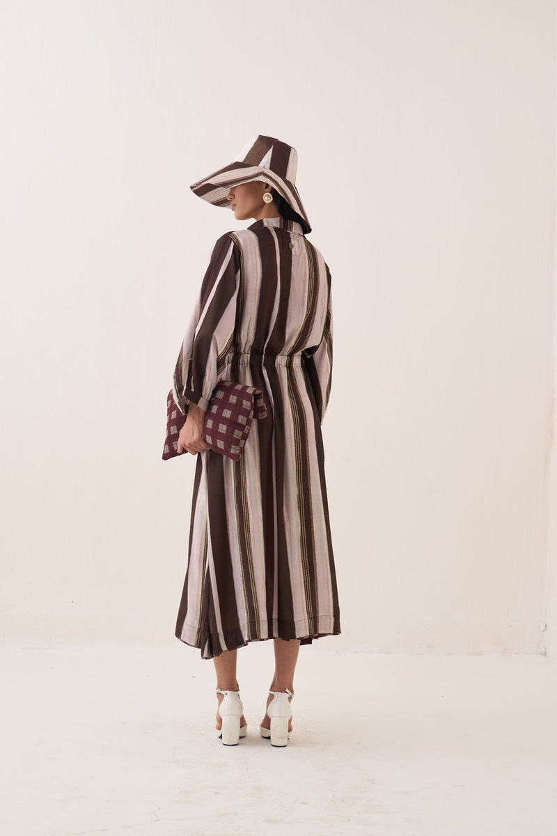 Shyam Poem Dress bemberg muslin dress by O'Frida in brown for women in Singapore