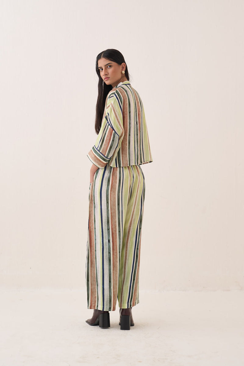 Rekha Box Shirt Set bemberg muslin co-ord set by O'Frida in multi-color for women in Singapore