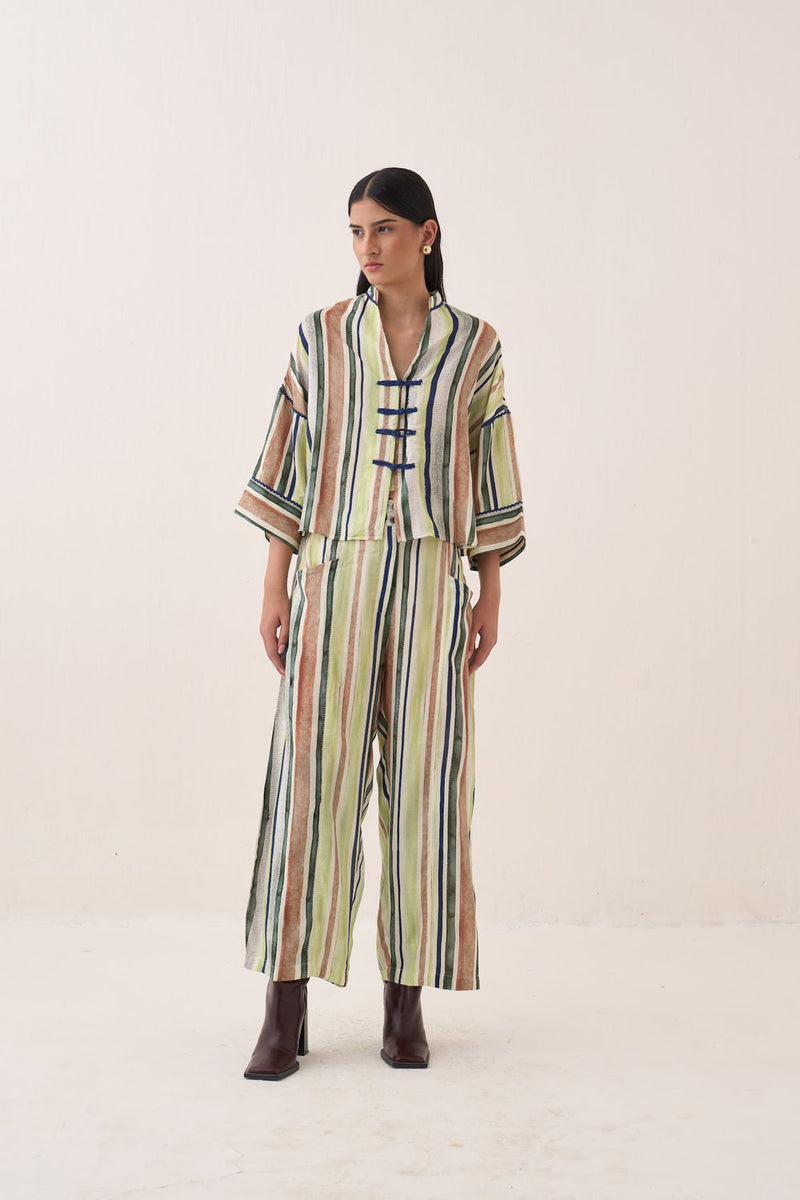 Bagiya Jacket Set cotton slub co-ord set by O'Frida in multi-color for women in Singapore