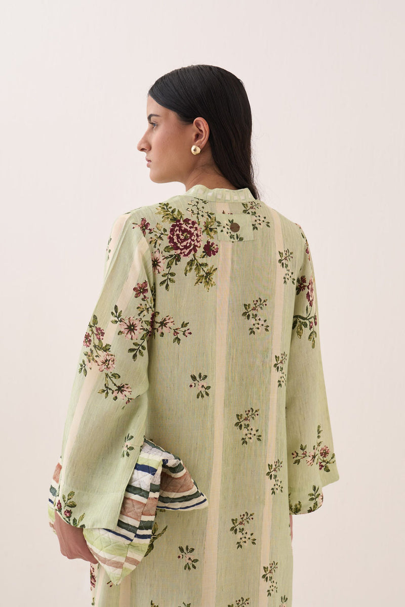 Bagiya Pg Aline Dress cotton slub dress by O'Frida in green for women in Singapore