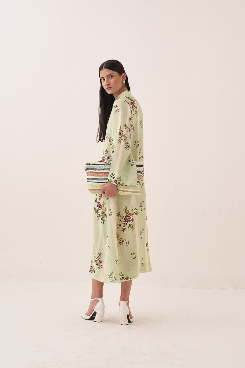 Bagiya Pg Aline Dress cotton slub dress by O'Frida in green for women in Singapore