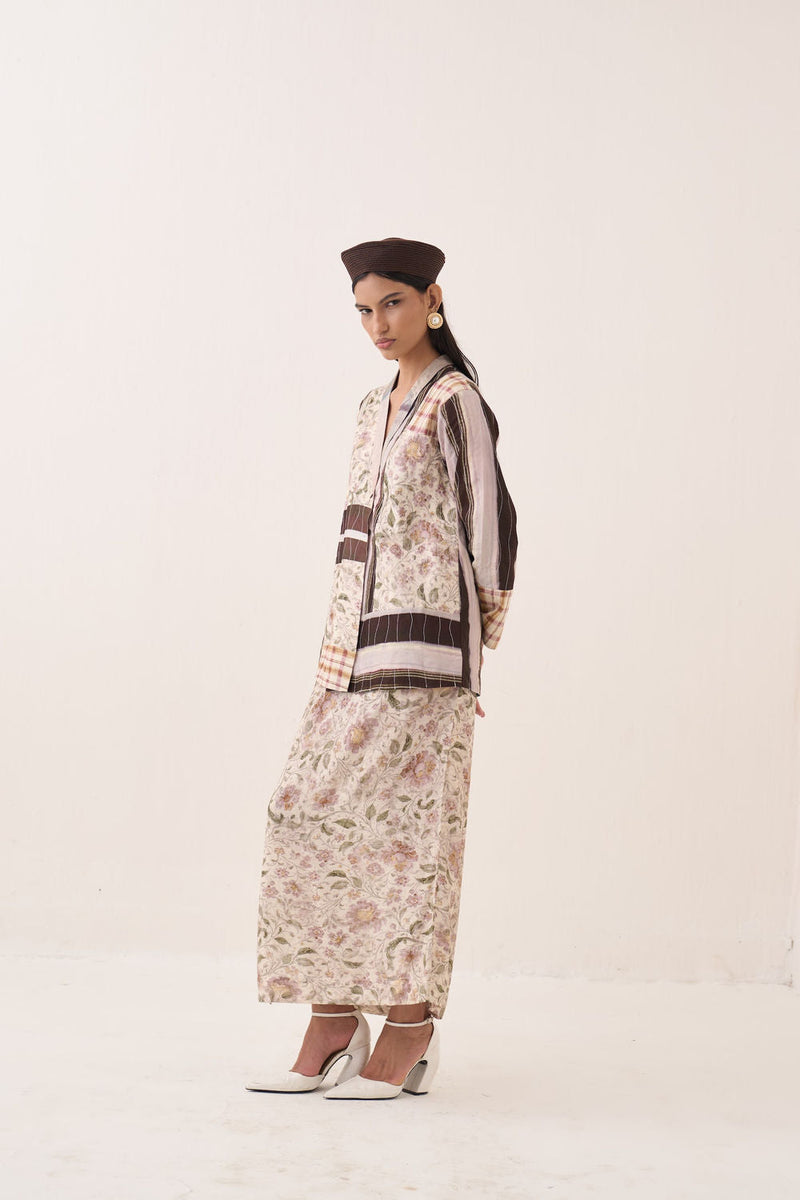 Gulzar Midi Skirt bemberg muslin pant/trouser by O'Frida in ivory for women in Singapore