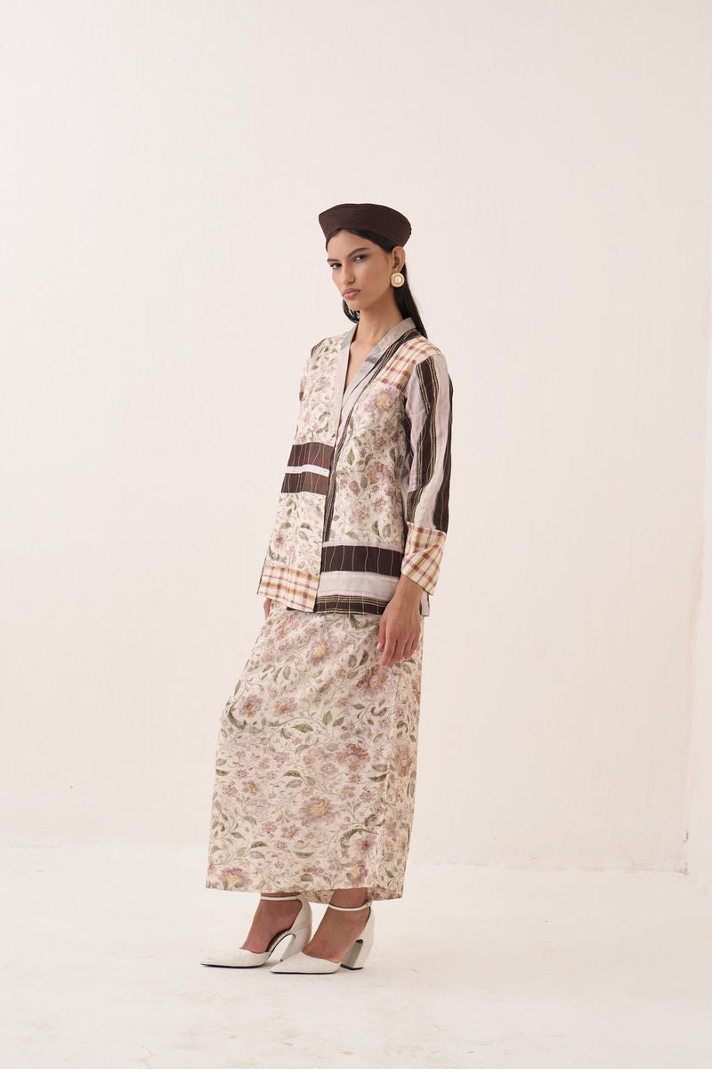 Gulzar Midi Skirt bemberg muslin pant/trouser by O'Frida in ivory for women in Singapore