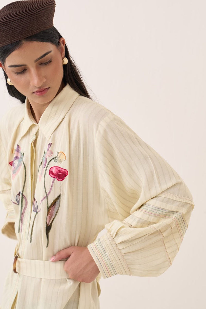 Lehar Belt cotton slub belts by O'Frida in ivory for women in Singapore