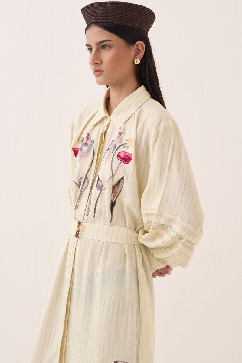 Lehar Belt cotton slub belts by O'Frida in ivory for women in Singapore