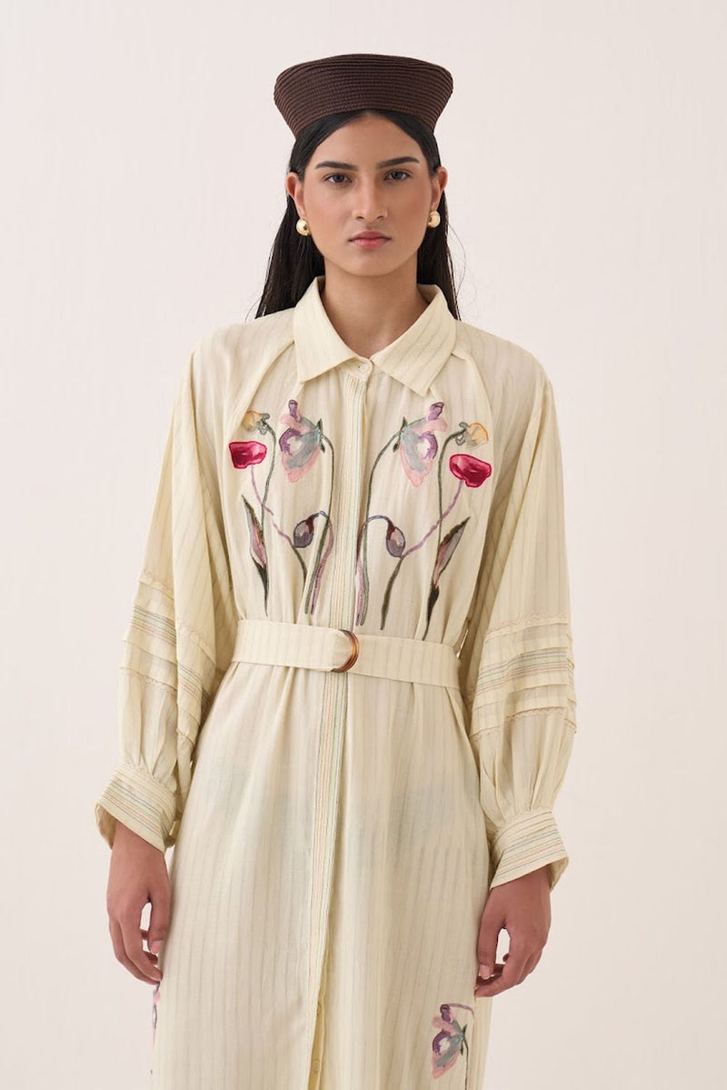 Lehar Belt cotton slub belts by O'Frida in ivory for women in Singapore