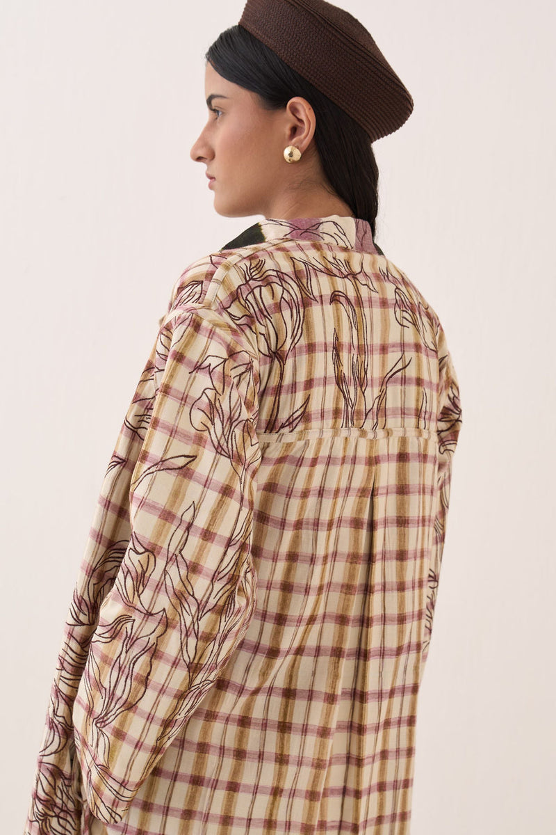 Hari Trench Jacket Set bemberg muslin co-ord set by O'Frida in multi-color for women in Singapore