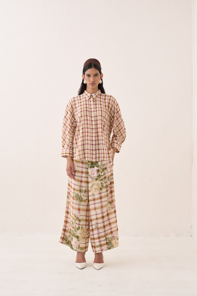 Jaali Rose Culottes cotton slub pant/trouser by O'Frida in ivory for women in Singapore