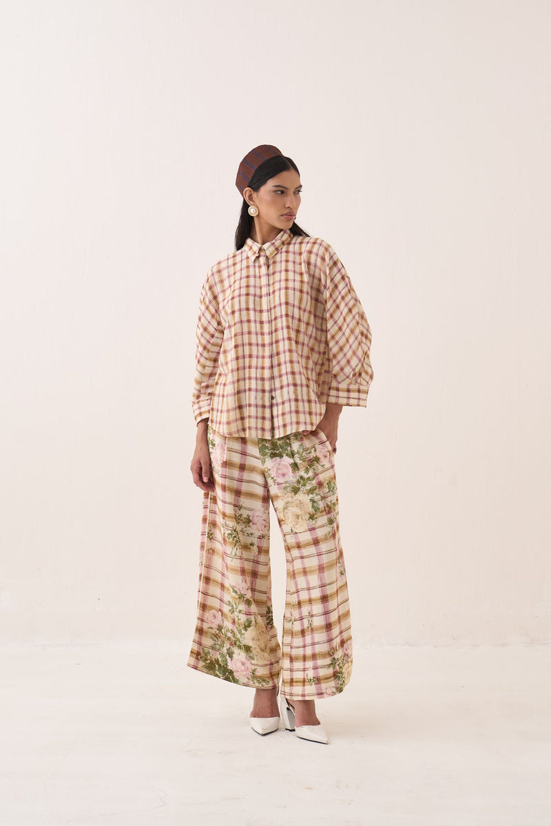 Jaali Rose Culottes cotton slub pant/trouser by O'Frida in ivory for women in Singapore