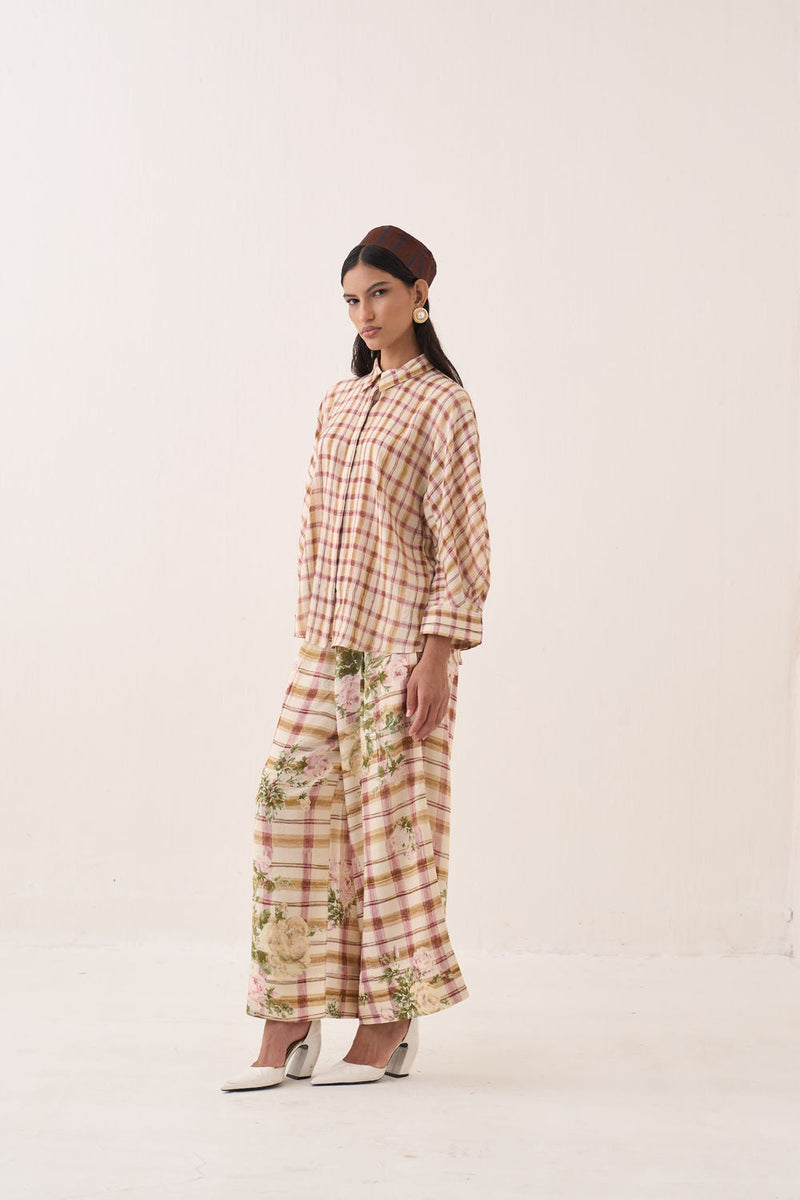 Jaali Rose Culottes cotton slub pant/trouser by O'Frida in ivory for women in Singapore
