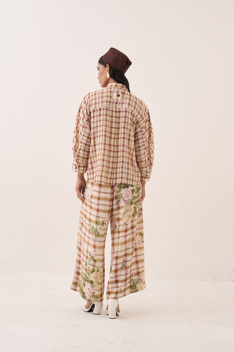 Jaali Bubble Shirt Set cotton slub co-ord set by O'Frida in ivory for women in Singapore