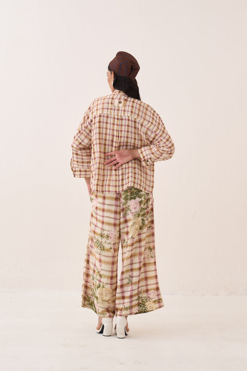 Jaali Rose Culottes cotton slub pant/trouser by O'Frida in ivory for women in Singapore