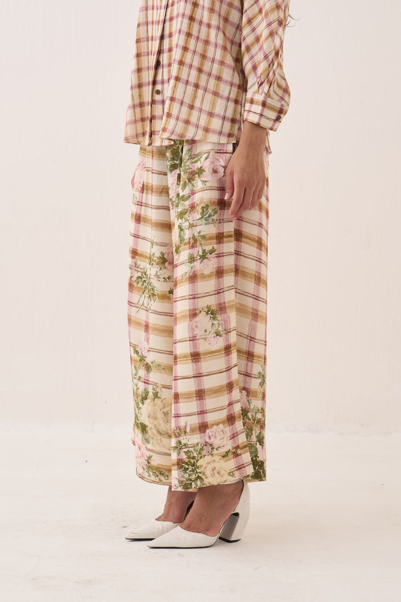 Jaali Rose Culottes cotton slub pant/trouser by O'Frida in ivory for women in Singapore