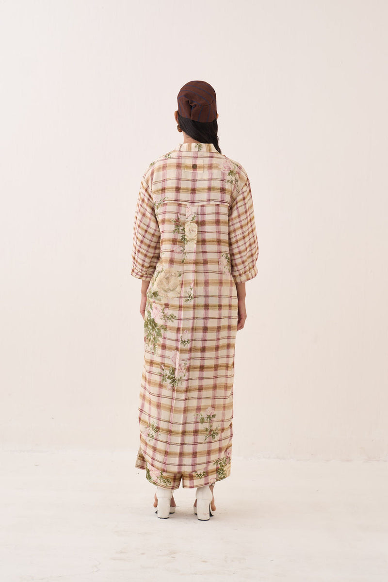 Jaali Rose Trench Jacket Set cotton slub jacket/overlay by O'Frida in ivory for women in Singapore
